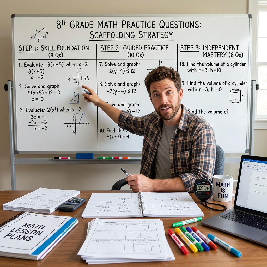 Build 20 Scaffolded 8th Grade Math Practice Questions in About Ten Minutes